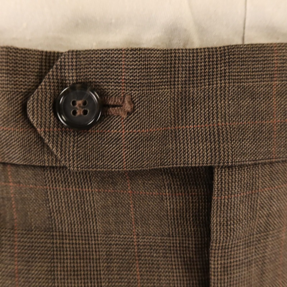 VTG Pants Mens 36x30 Brown Prince of Wales Check 100% Wool Pleated Slacks - Picture 3 of 8